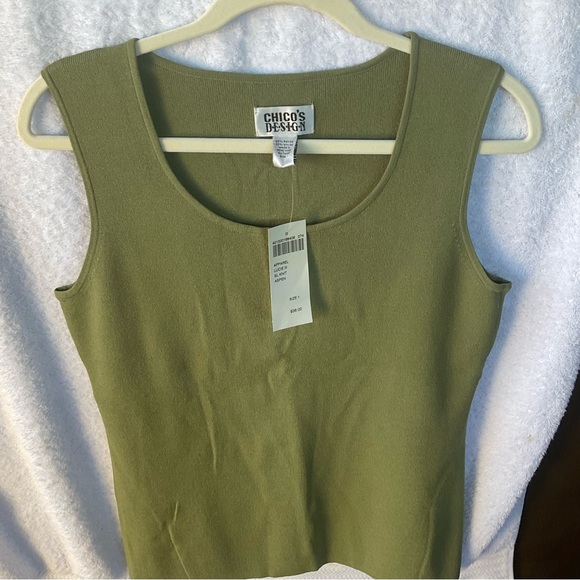 Chico’s Design Apparel Lucie 3 Sleeveless Knit Aspen Green; NWT; M/8 - Picture 3 of 11